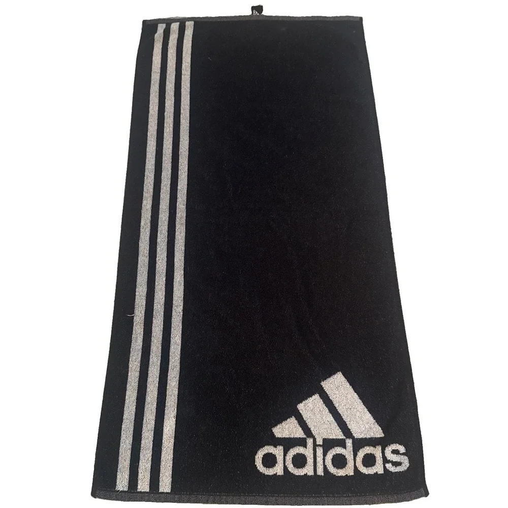 Adidas 3 Bar Small Towel Unisex Swimming Sports Cotton Towel 50x95cm Black 90s